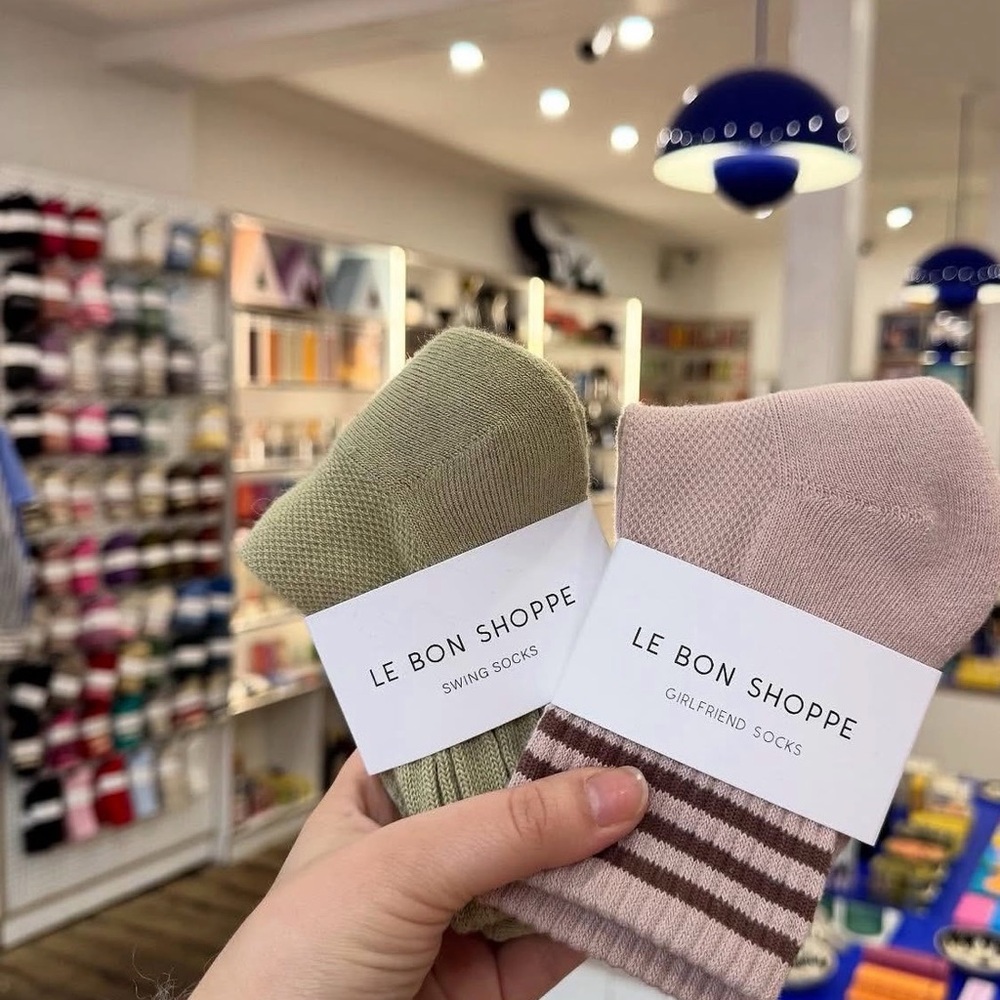 Le Bon Shoppe Women's Casual Socks - Olive & Blush